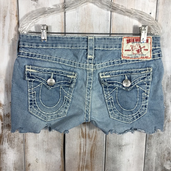 True Religion Pants - True Religion Cut Offs Shorts Light Wash Sz 32